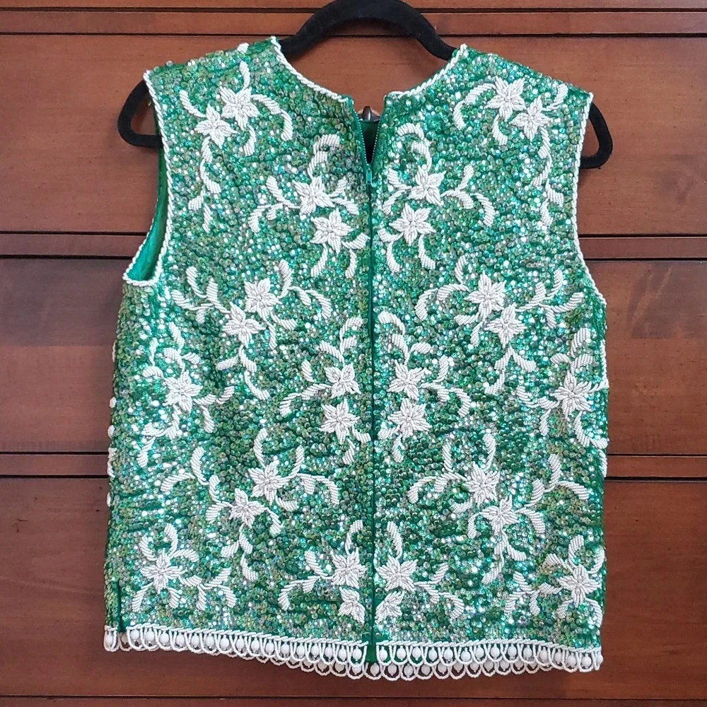 Vintage Sequin and Beaded Top Size L - Picture 5 of 14